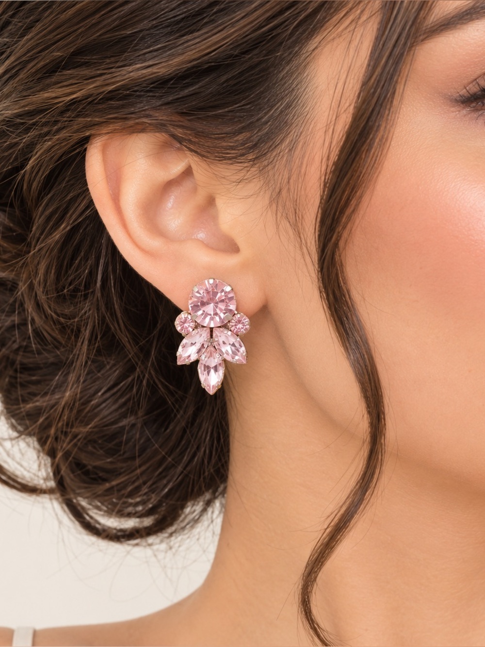 NWT Deepa Gurnani Kirby Pink Crystal
Cluster Earrings With Dustbag